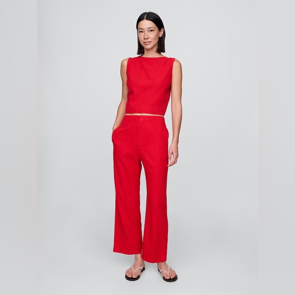 NWT! Gap Linen-Blend Relaxed Straight Ankle Pants - Size 4 Petite🩷 #713961